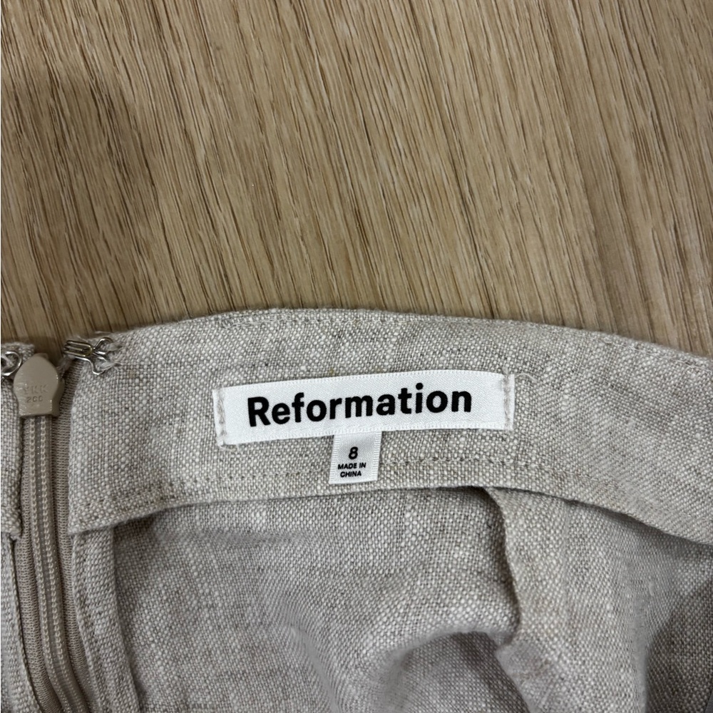 Reformation linen Eva skirt skort oatmeal natural color size 8 - Picture 4 of 5